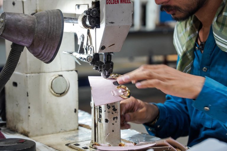 Upper stitching on the production line